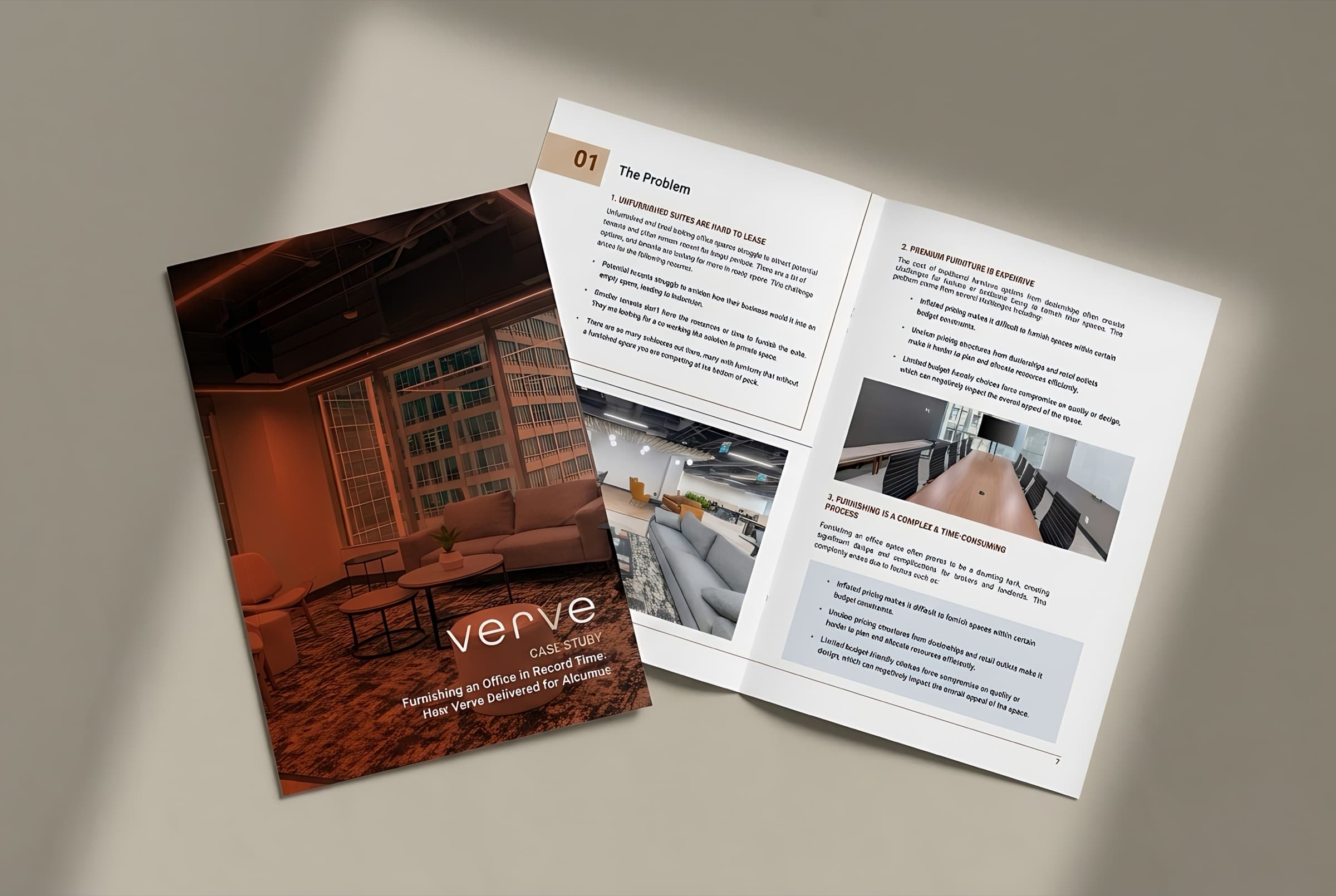 Model Suites case study printed and laid on a studio surface