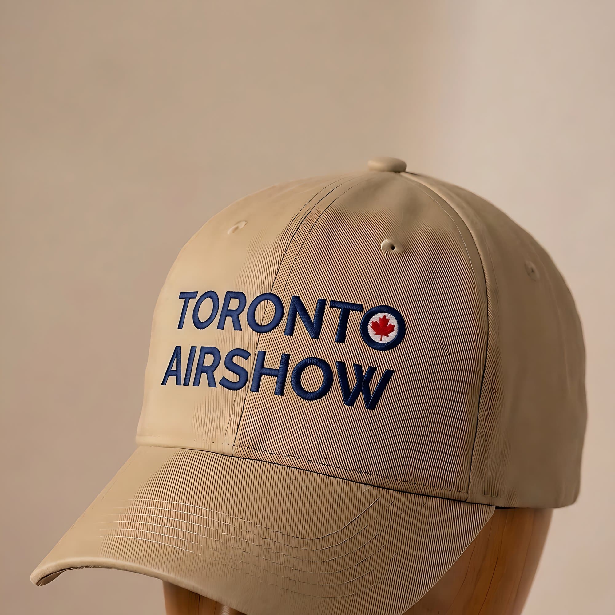 Embroidered cap — the full wordmark stitched in navy, roundel inside the O