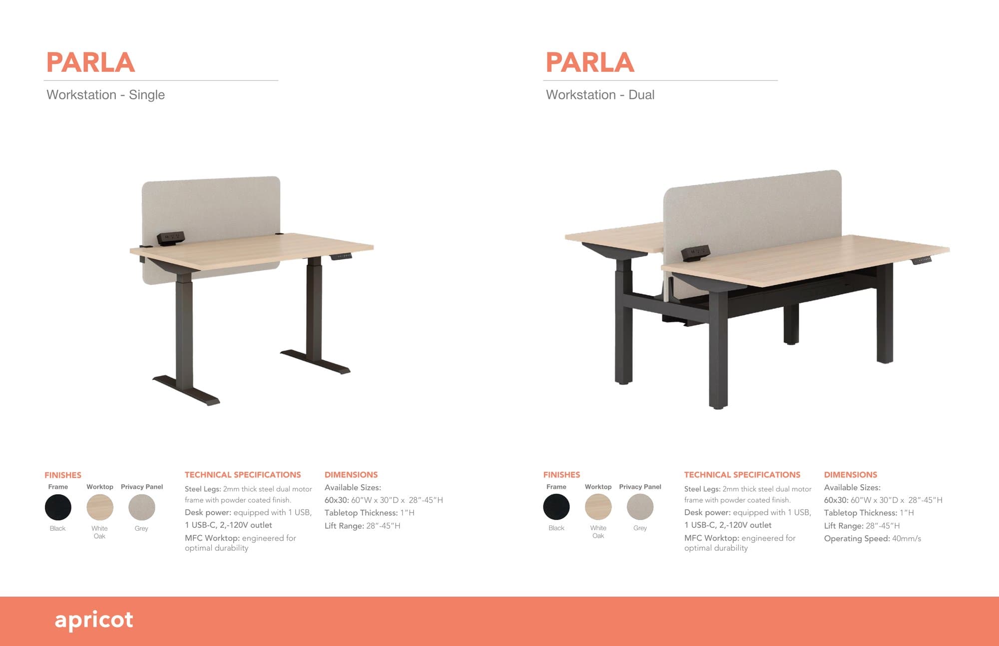Parla single and dual workstations