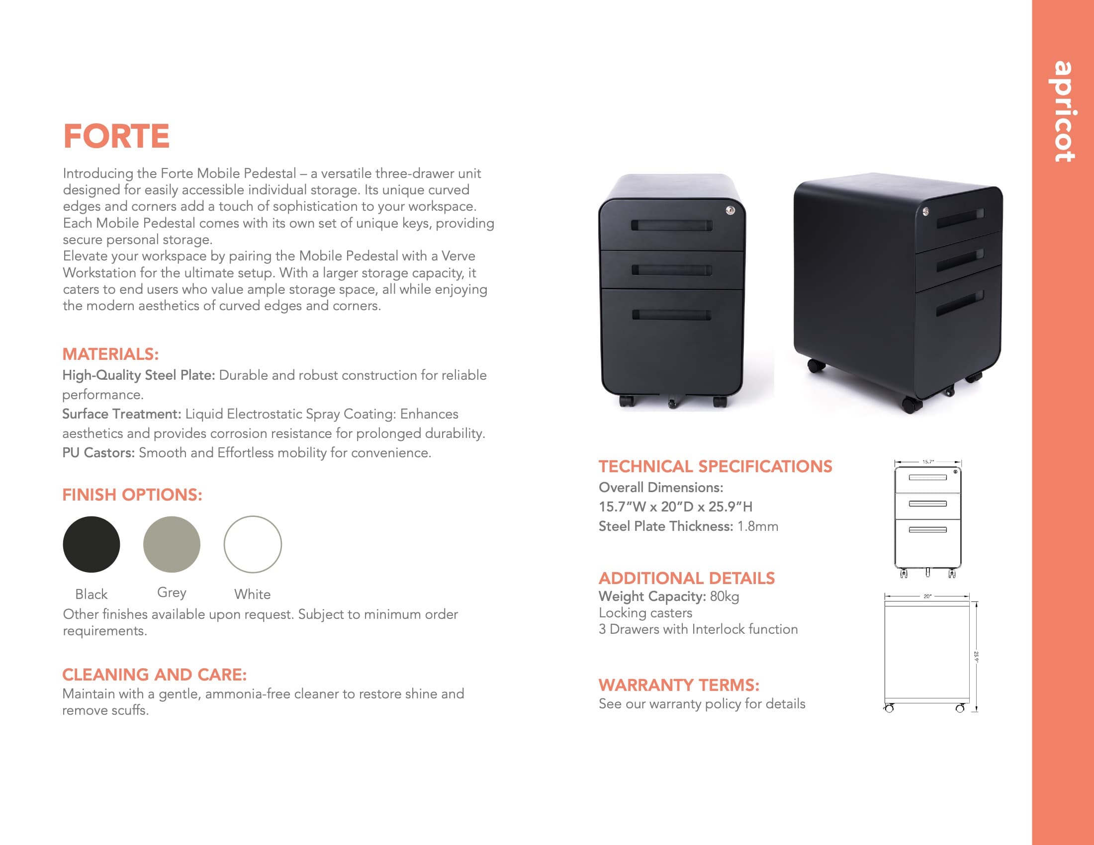 Parla Corner desk product sheet